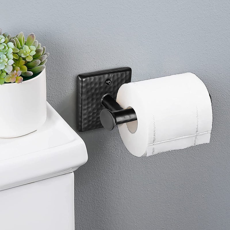 Monarch Abode Bathroom Toilet Paper Holder â€“ 7-inch Traditional Hand Hammered Metal Wall Mounted Matte Black Toilet Paper Holder, Wall Mount Organizer Decorative Tissue Holders for Bathroom - Image 4